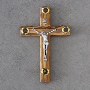 11.5&quot; Handmade Wooden Wall Cross Jesus Catholic Crucifix, Olive Wood Crucifix Cross, Catholic Cross Gift for Wedding from the Holy Land