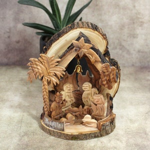 Olive Wood Nativity Scene: Handcrafted Holy Family, Jerusalem Gift
