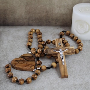 God Bless Our Home: Unique Christian Wall Decor with Personalized Touch - Rustic Wood Rosary - Home Decor Rosary or Wall Rosary