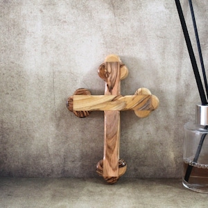 Handmade Olive Wood Cross: Christian Home Decor (5&quot;)