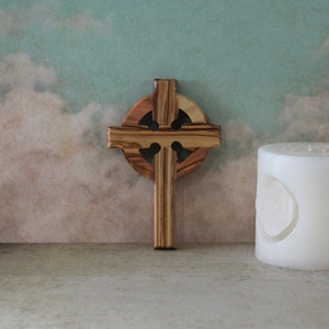 Olive Wood Celtic Cross: Irish Wall Decor, Handcrafted in Jerusalem (4.5&quot;)