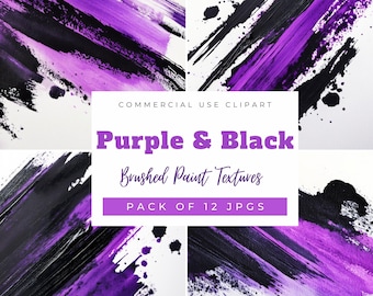Texturas de pinceladas moradas y negras: Fondos JPG de alta resolución (papel digital)