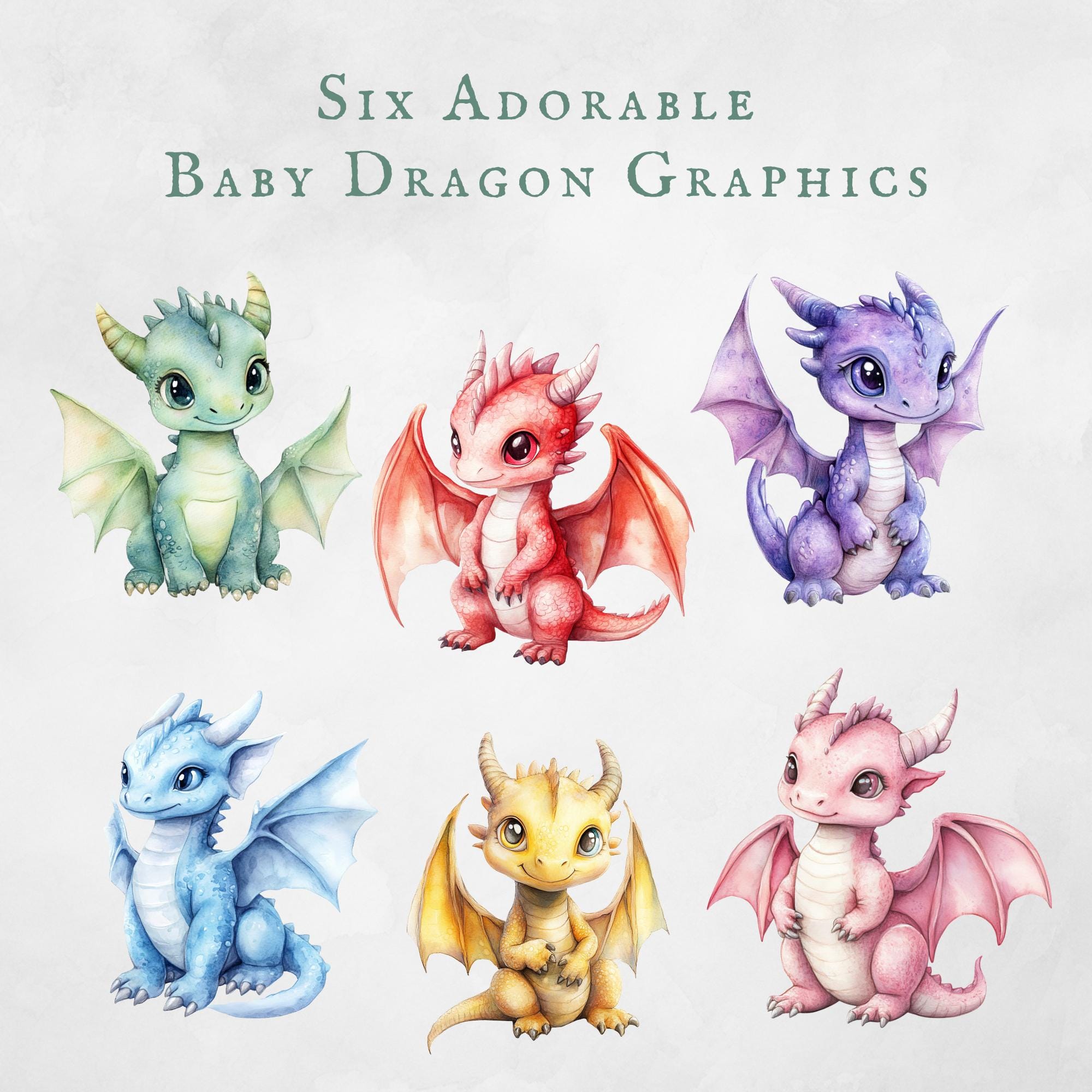 Pastel Baby Dragons Clipart Pack | Cute Fantasy PNG Transparent ...