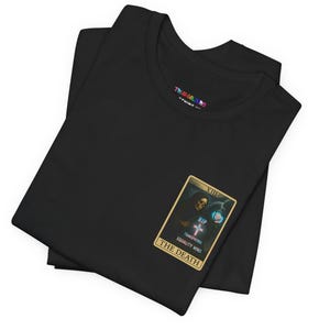 RIP Transphobia Tarot T Shirt - Skeleton Cloaked in Justice - Trans Pride Rose - LGBTQ T Shirt - Death to Hate T shirt - Black T Shirt