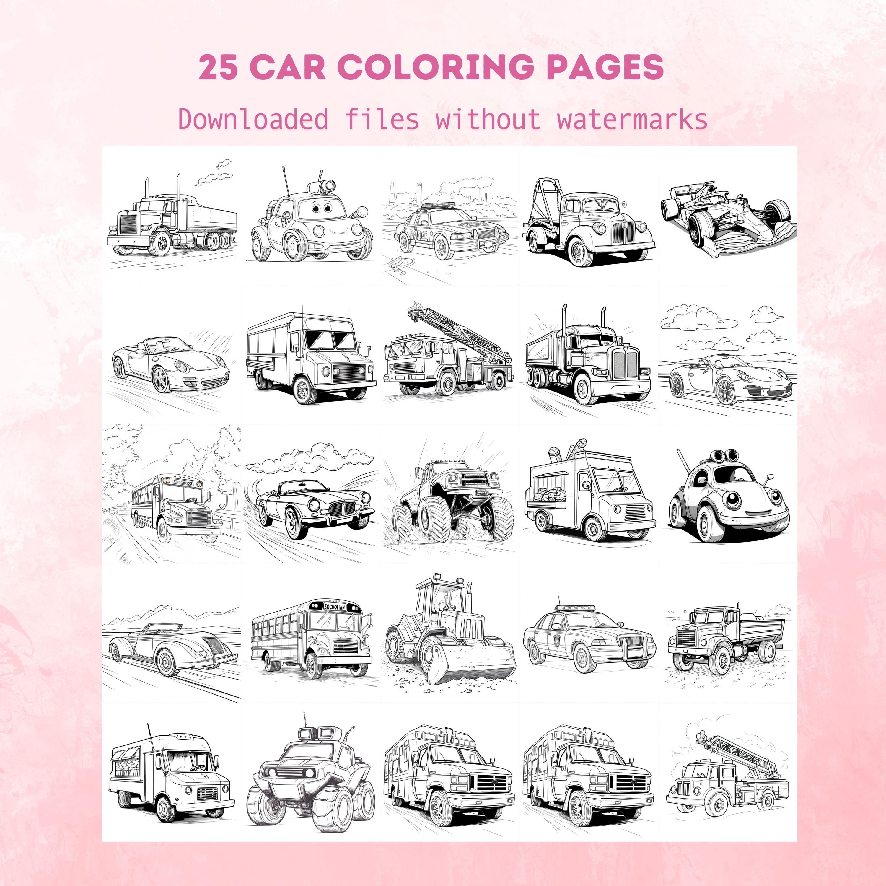Printable Kids Car Coloring Pages 25 Fun Vehicle Sheets Digital ...