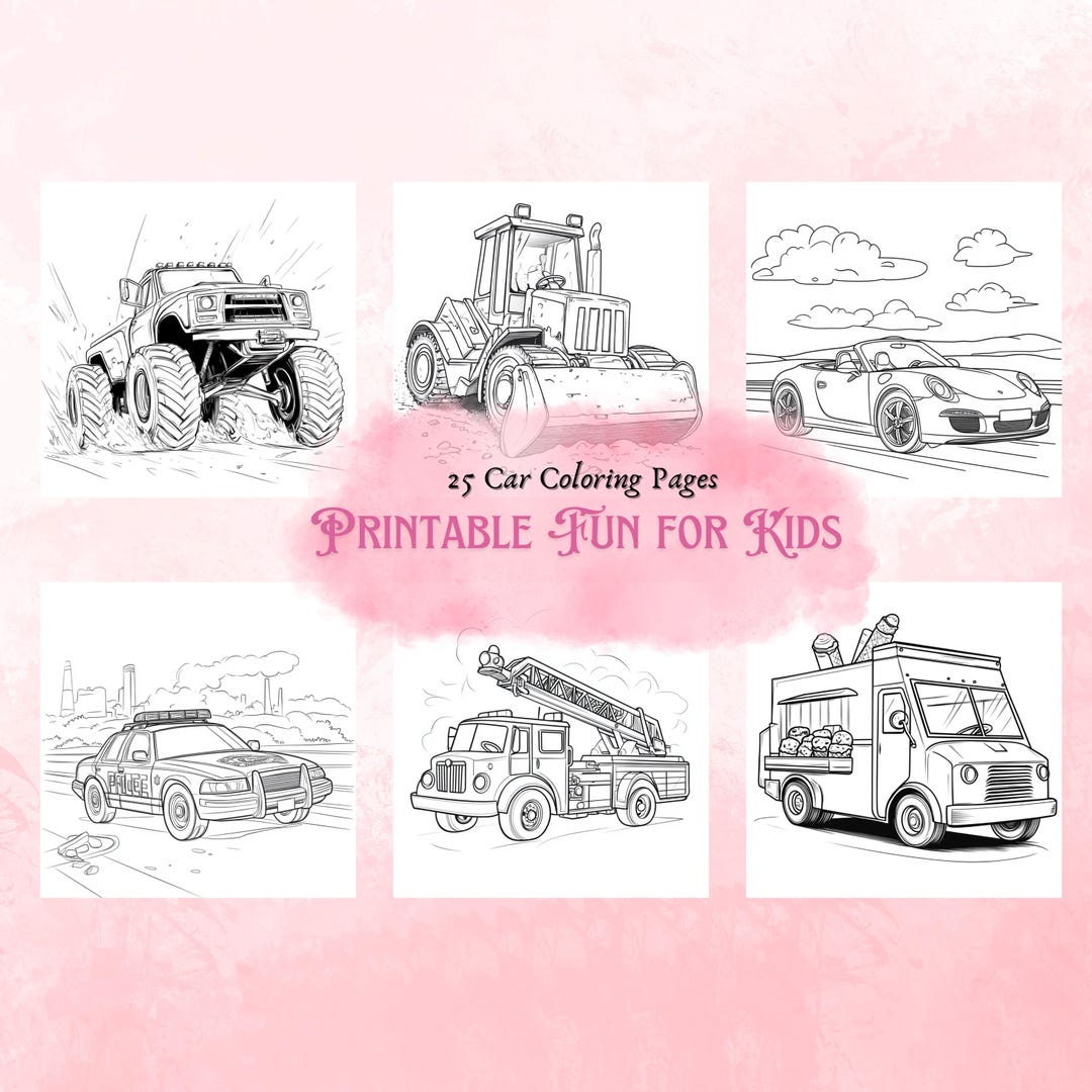 Printable Kids Car Coloring Pages 25 Fun Vehicle Sheets Digital ...