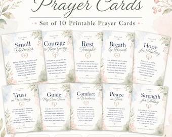Heart Failure Prayer Cards Printable Set, Christian Encouragement Cards, Faith Based Hospital Gift