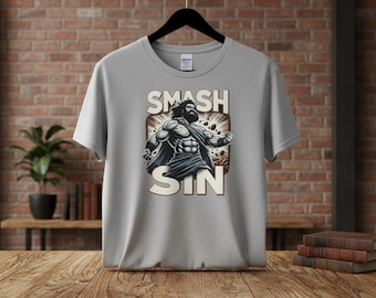 Camiseta gráfica cristiana "Smash Sin" - Camiseta Hero Faith para hombre y mujer
