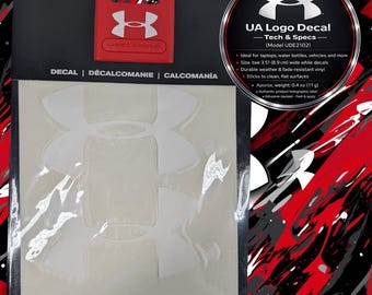 Calcomanías del logotipo UA de Under Armour, pegatinas de vinilo blancas (paquete de 2, 4 pulgadas)