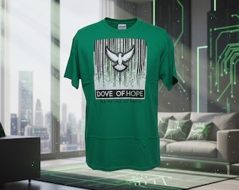 Camiseta verde de la paloma de la esperanza Matrix Faith • Camiseta gráfica cristiana • Ropa espiritual unisex