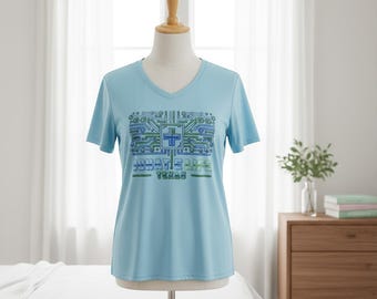 Camiseta deportiva con cuello en V Donate Life Texas • Camiseta deportiva que absorbe la humedad • Ligera y de secado rápido