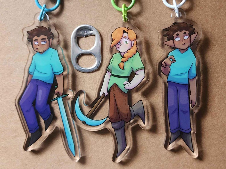 Minecraft | Steve, Alex and Herobrine Double-sided Acrylic Keychain - Etsy