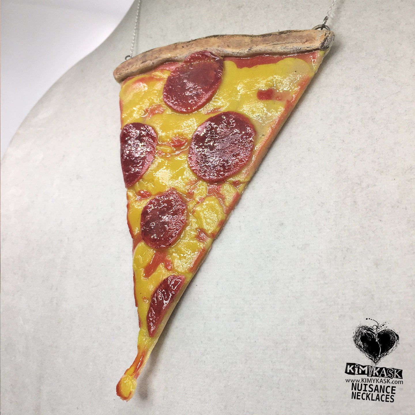 Deep V Pizza Slice Statement Nuisance Necklace Adjustable From 17