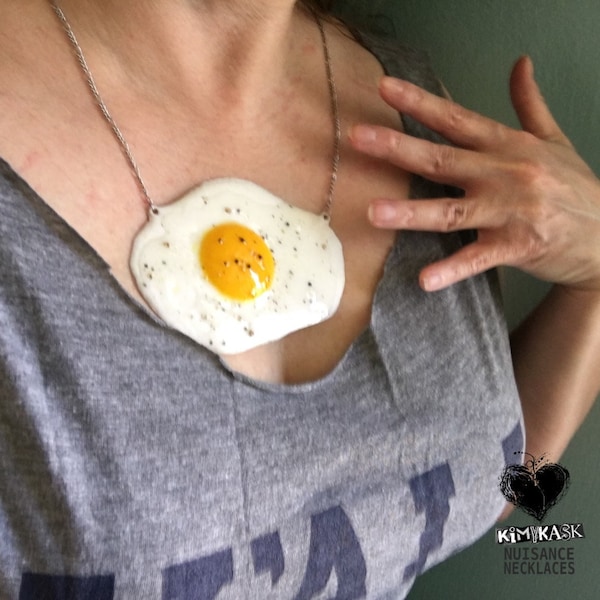 Peppered Fried Egg Breakfast Statement Necklace