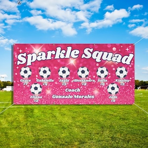 Custom banners, soccer banner, sports team banners, vinyl banner, banner printing, pink banner, team banner, name banner, sports team, girls