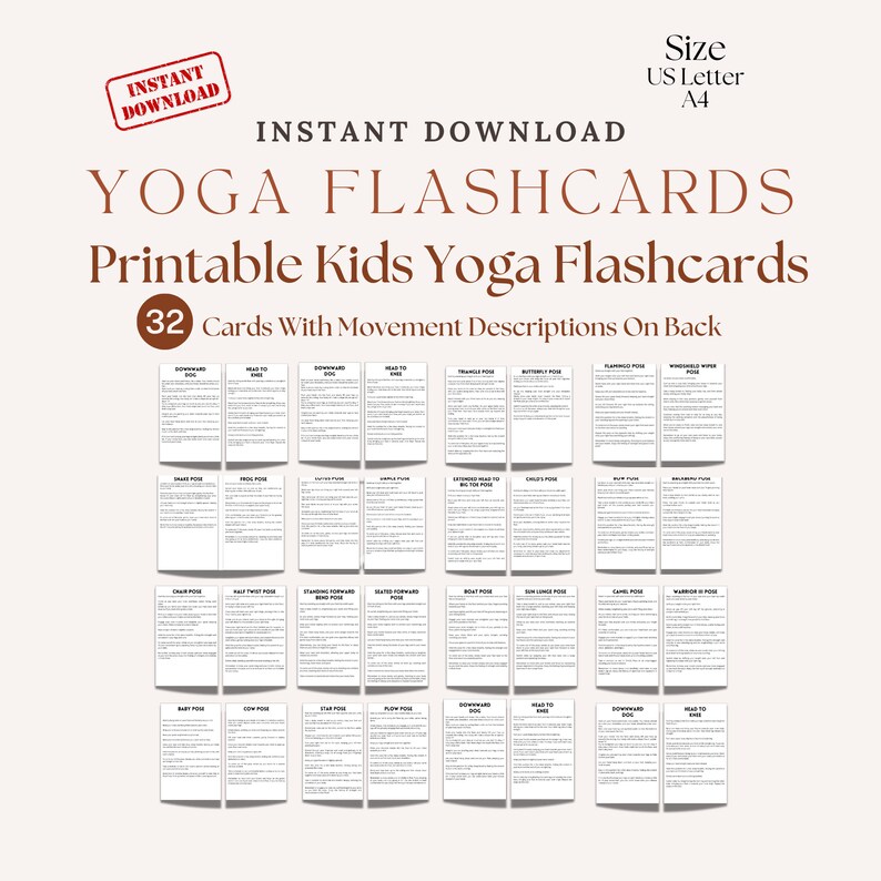 Toddler Montessori Printable Yoga Flashcards for Kids Easy Yoga ...