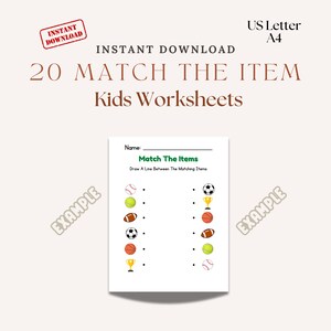 Picture Match Worksheets | Preschool Kindergarten Activity (PDF) - Etsy