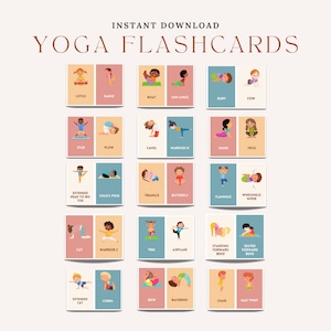 Toddler Montessori Printable Yoga Flashcards For Kids Easy Yoga Flashcards Yoga Gift For Kids Printable Yoga Poses For Homeschool Kids Yoga