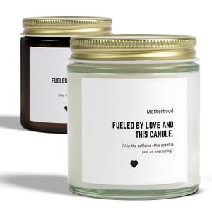 Scented Candles Motherhood Fueled by Love Coconut Apricot Wax Candle Eco-Friendly Gift for Mom Baby Shower Home Decor Relaxation
