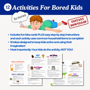 12 attività estive per bambini Attività del campo estivo Schede idea attività stampabili Attività di download digitale per bambini annoiati con istruzioni