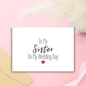 Druckbare Hochzeitskarte für Schwester Geschwister der Braut oder des Bräutigams Karte An meine Schwester am Hochzeitstag Bruder Danke, Hochzeitstag
