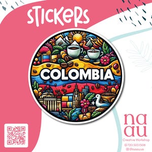 Colombia Sticker – Colorful Coffee, Culture & Nature Vinyl Design