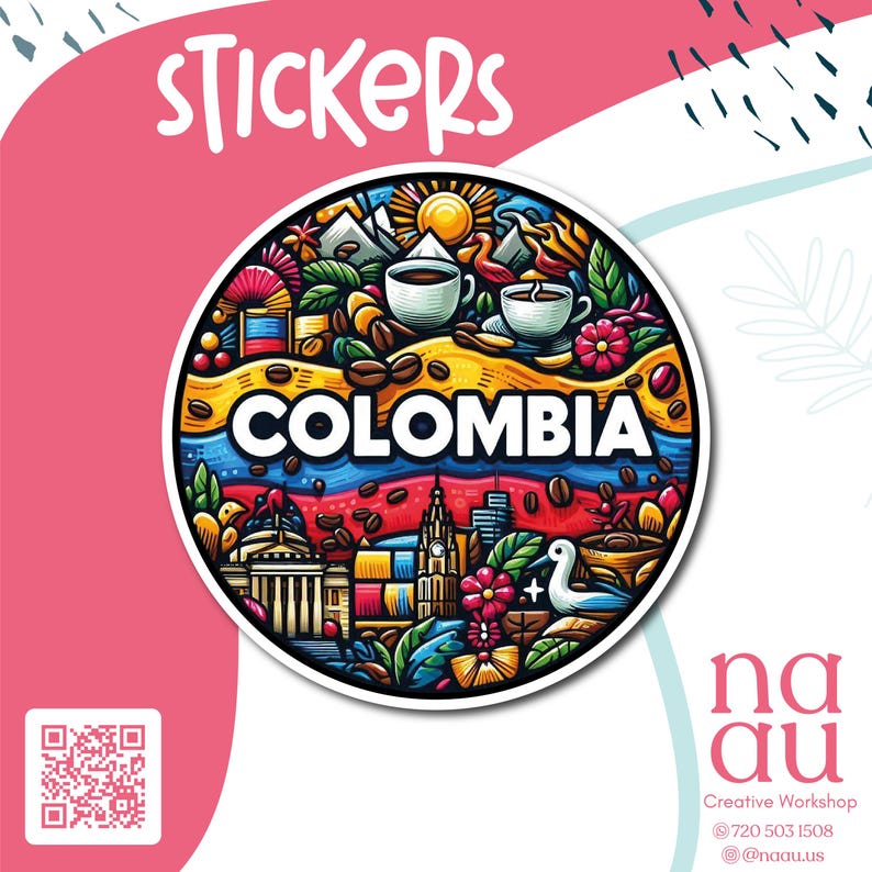 Colombia Sticker – Colorful Coffee, Culture & Nature Vinyl Design - Etsy