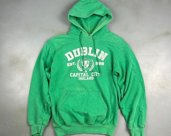 VINTAGE Dublin Ireland Green Hoodie Sweater sz Small Adult