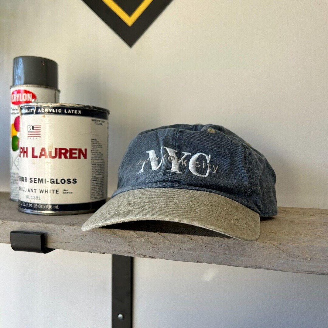 VINTAGE 90s NYC Denim Two Tone Adjustable Cap Hat Sz OS - Etsy