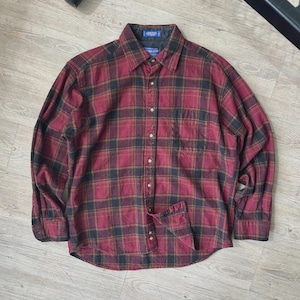 VINTAGE | Pendleton Plaid Wool Flannel Button Down Shirt sz L
