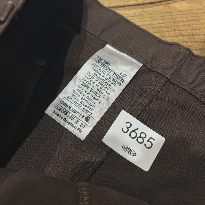 VINTAGE | Carhartt Chocolate Brown Double Knees Workwear Pants sz W40 L34 image 6