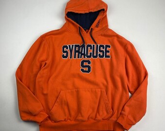 VINTAGE Syracuse University Embroidered Orange Hoodie Sweater sz Large Men