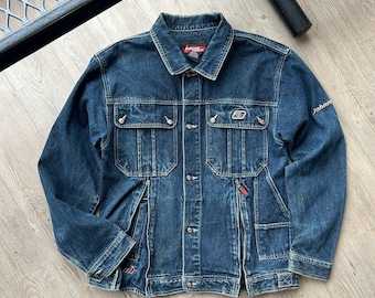 1990s Vintage Blue Denim Jacket Embroideredcobra Snake Johnny