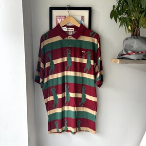 VINTAGE 1990s Antigua Squires Striped Golfing Polo Shirt sz L Adult