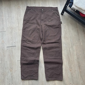 VINTAGE | Carhartt Chocolate Brown Double Knees Workwear Pants sz W40 L34 image 1