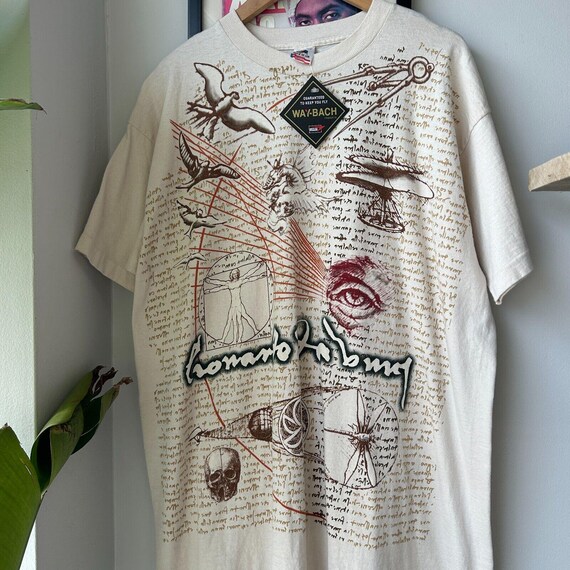 VINTAGE 90s | Leonardo Da Vinci All Over Print Art T-shirt Sz XL 