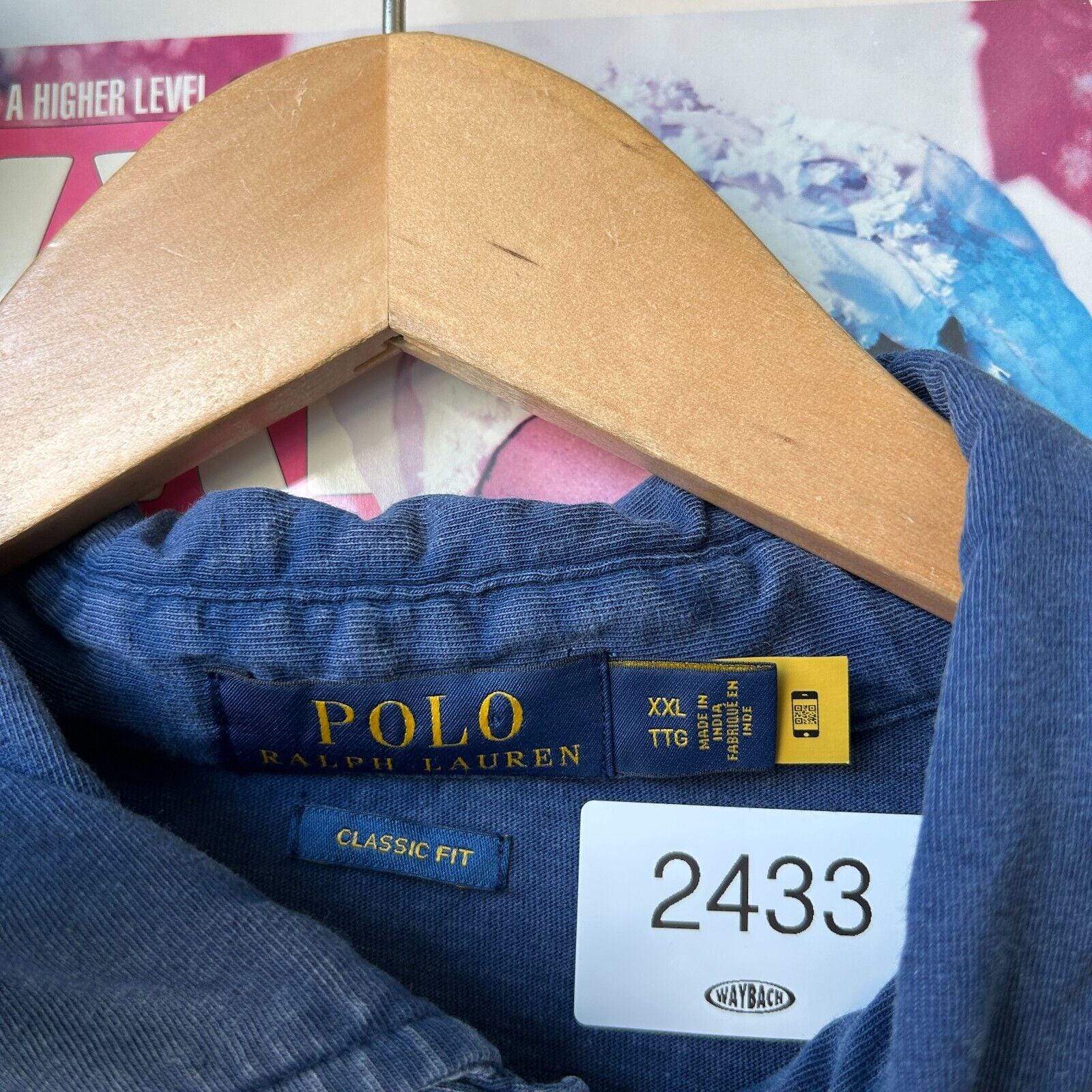 VINTAGE 90s | Ralph Lauren Faded Blue Polo Shirt Sz XXL