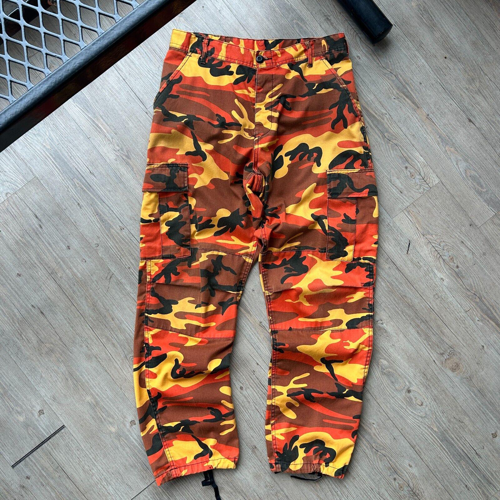 VINTAGE | Military Orange Camo Cargo Pants Sz M-reg W33 L32