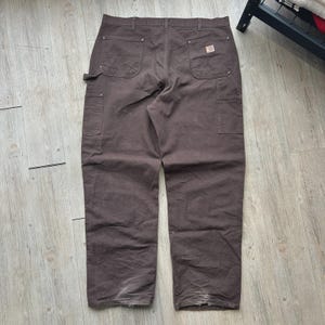 VINTAGE | Carhartt Chocolate Brown Double Knees Workwear Pants sz W40 L34 image 3