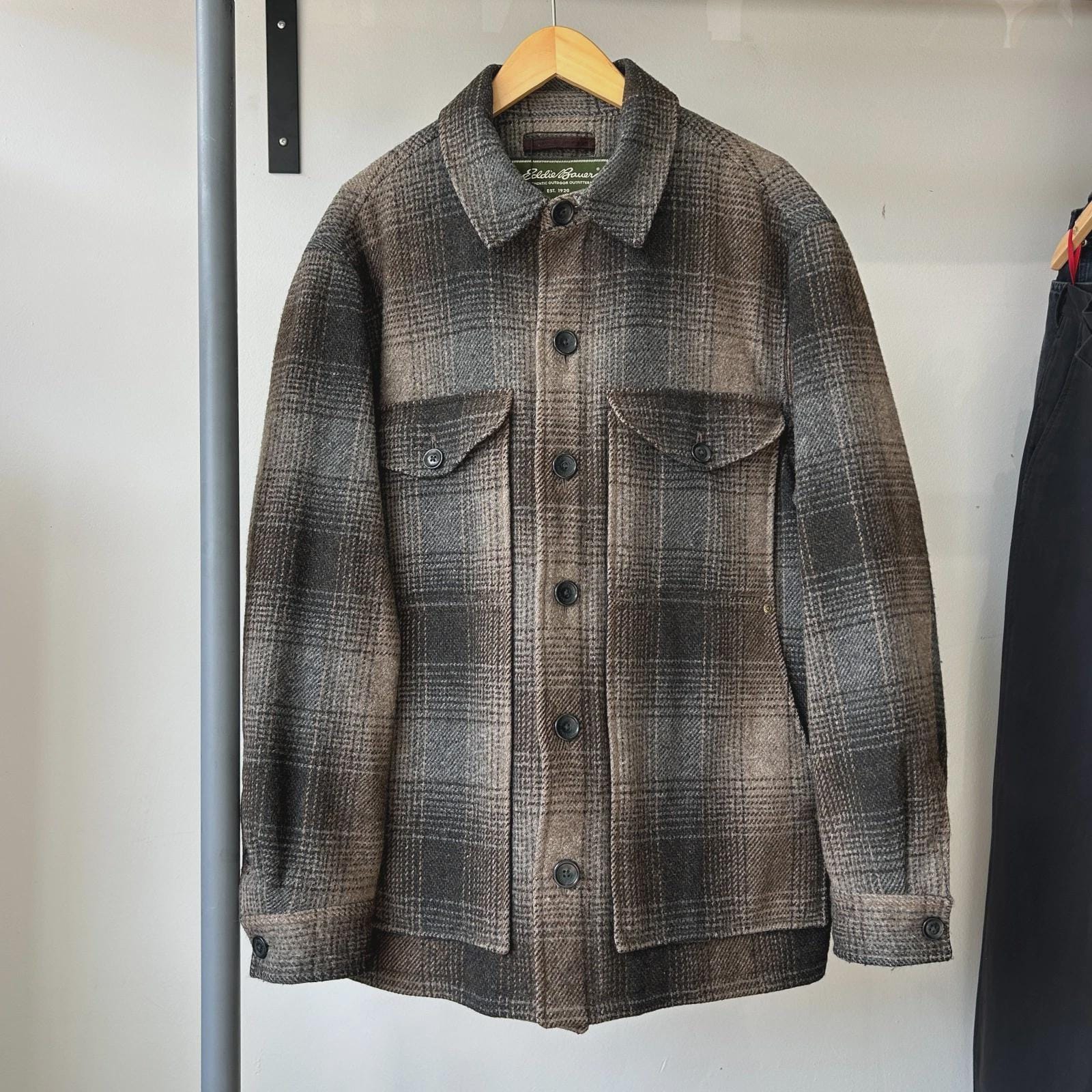 VINTAGE | Eddie Bauer Ombre Shadow Plaid Wool Nylon Field Jacket