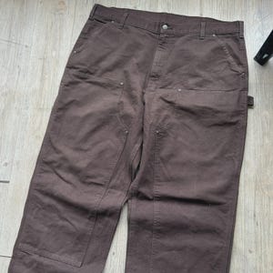 VINTAGE | Carhartt Chocolate Brown Double Knees Workwear Pants sz W40 L34 image 2