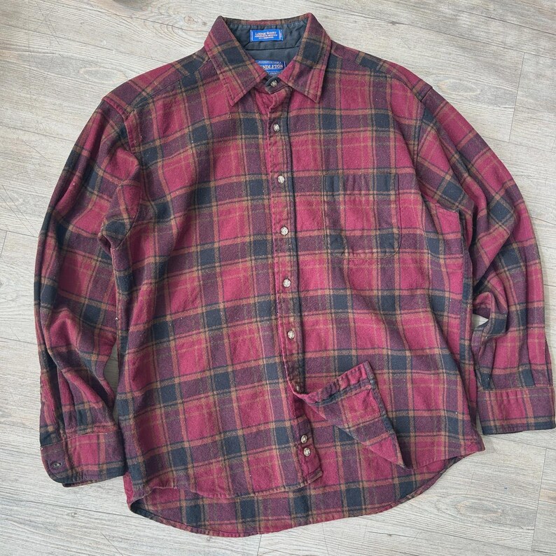 VINTAGE | Pendleton Plaid Wool Flannel Button Down Shirt sz L image 2