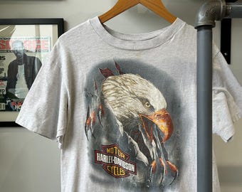 VINTAGE 90s | Harley Davidson Florida Biker Eagle T-Shirt sz M Adult