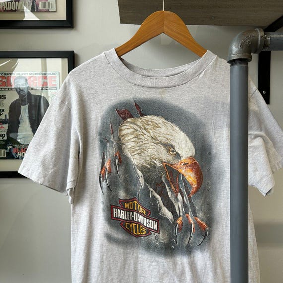 VINTAGE 90s | Harley Davidson Florida Biker Eagle T-shirt Sz M