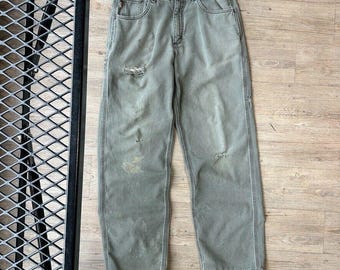 VINTAGE | Carhartt Faded Thrashed Sage Workwear Pants sz W33 L31