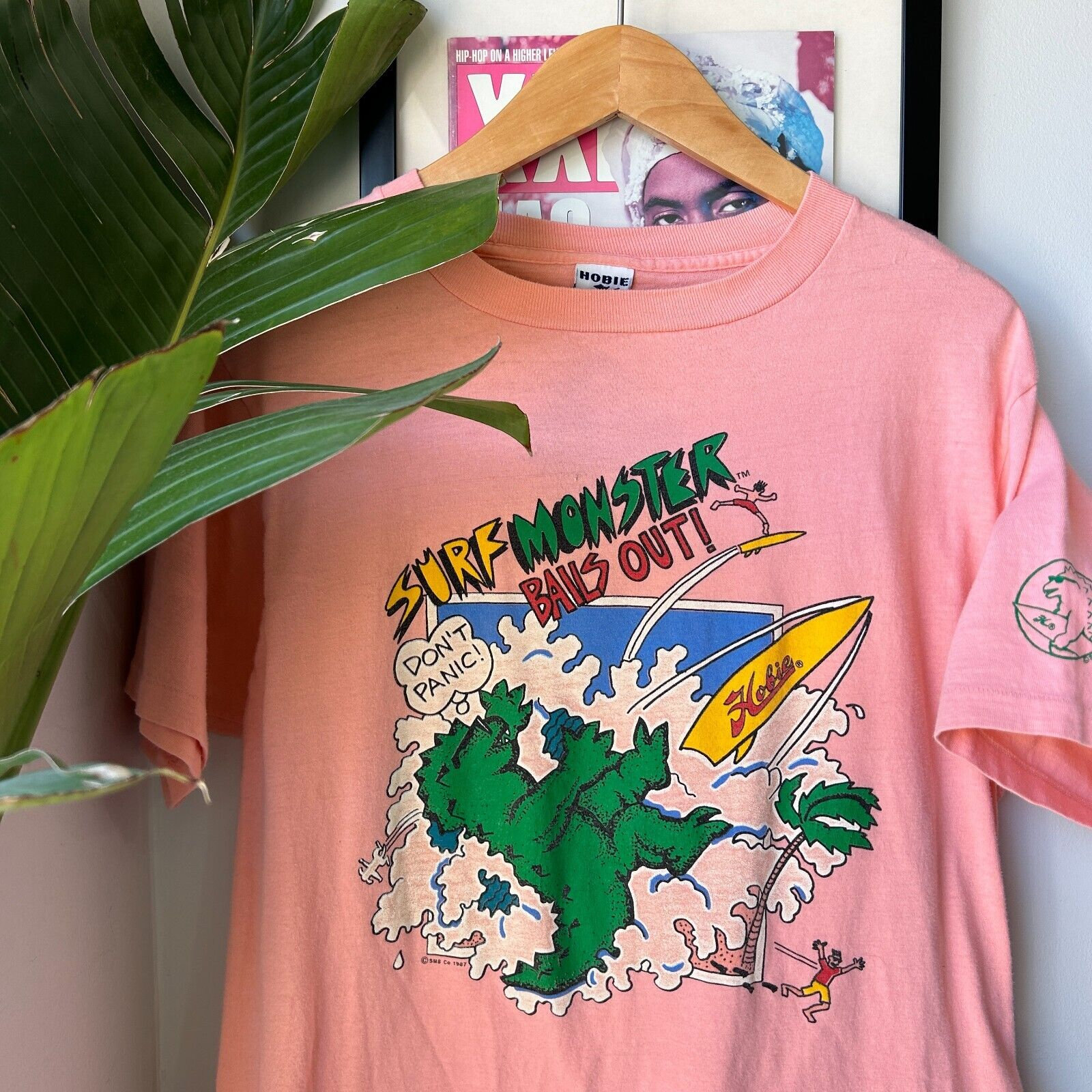 VINTAGE 80s Hobie Surf Monster Balls Out T-shirt Sz M Adult