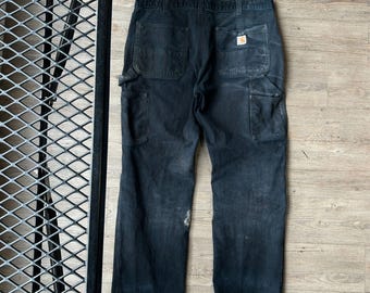 90's carhartt black double knee usa製 Carhartt Black Painted Double-Knee Work Pant - 1990s