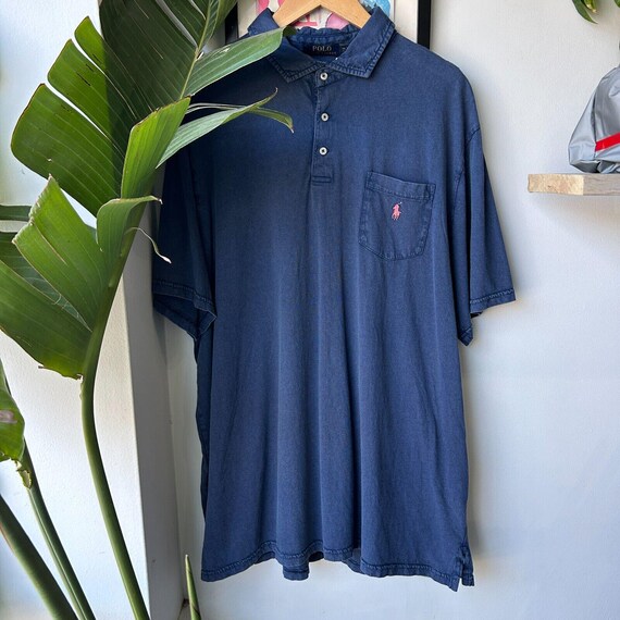 Buy VINTAGE 90s | Ralph Lauren Faded Blue Polo Shirt Sz XXL Online