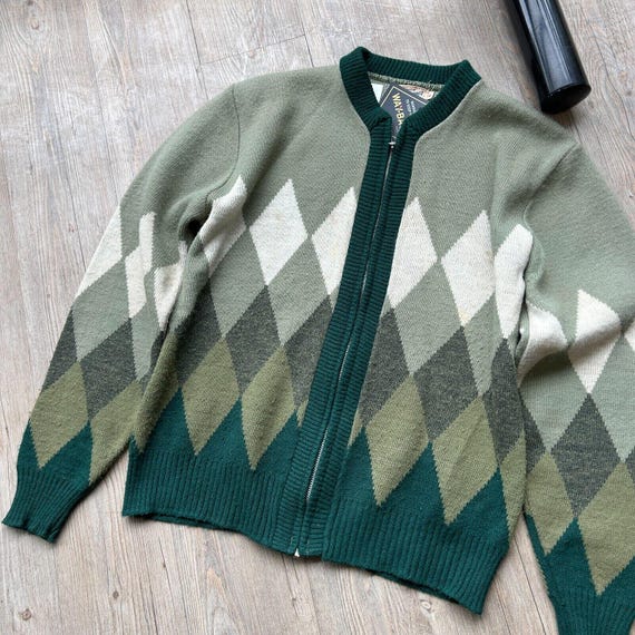 トップス 50s 60s virgin orlon acrylic cardigan VINTAGE 60s | 100% Virgin Acrylic Fiber Orlon Zip up Knit Sweater