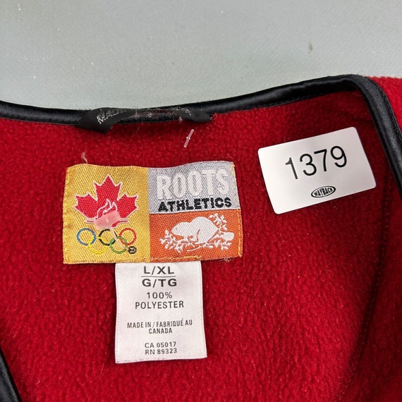 VINTAGE 90s ROOTS Athletics Olympics Red Fleece Z… - image 4